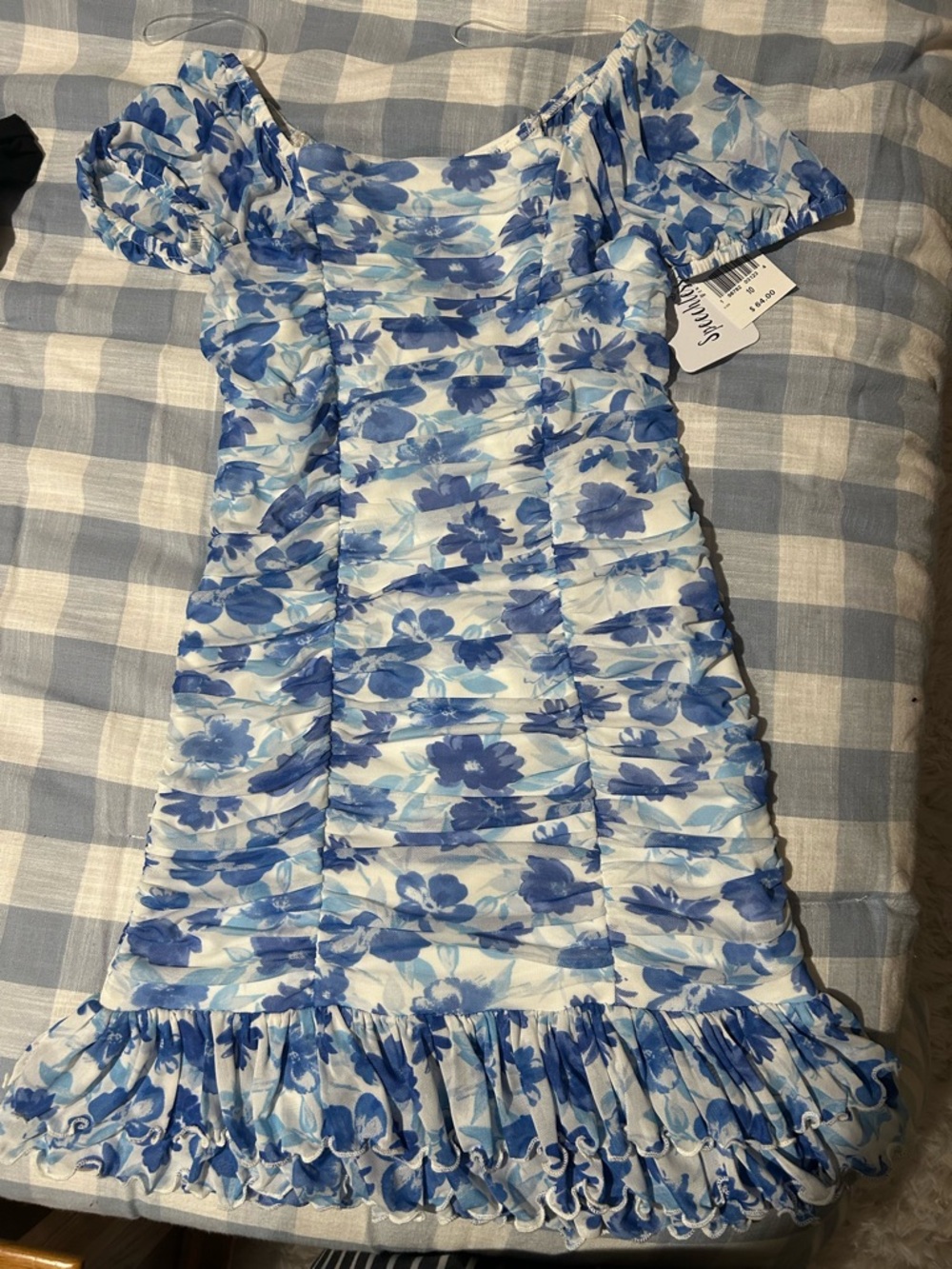 Blue Floral Ruffle Kids Dress